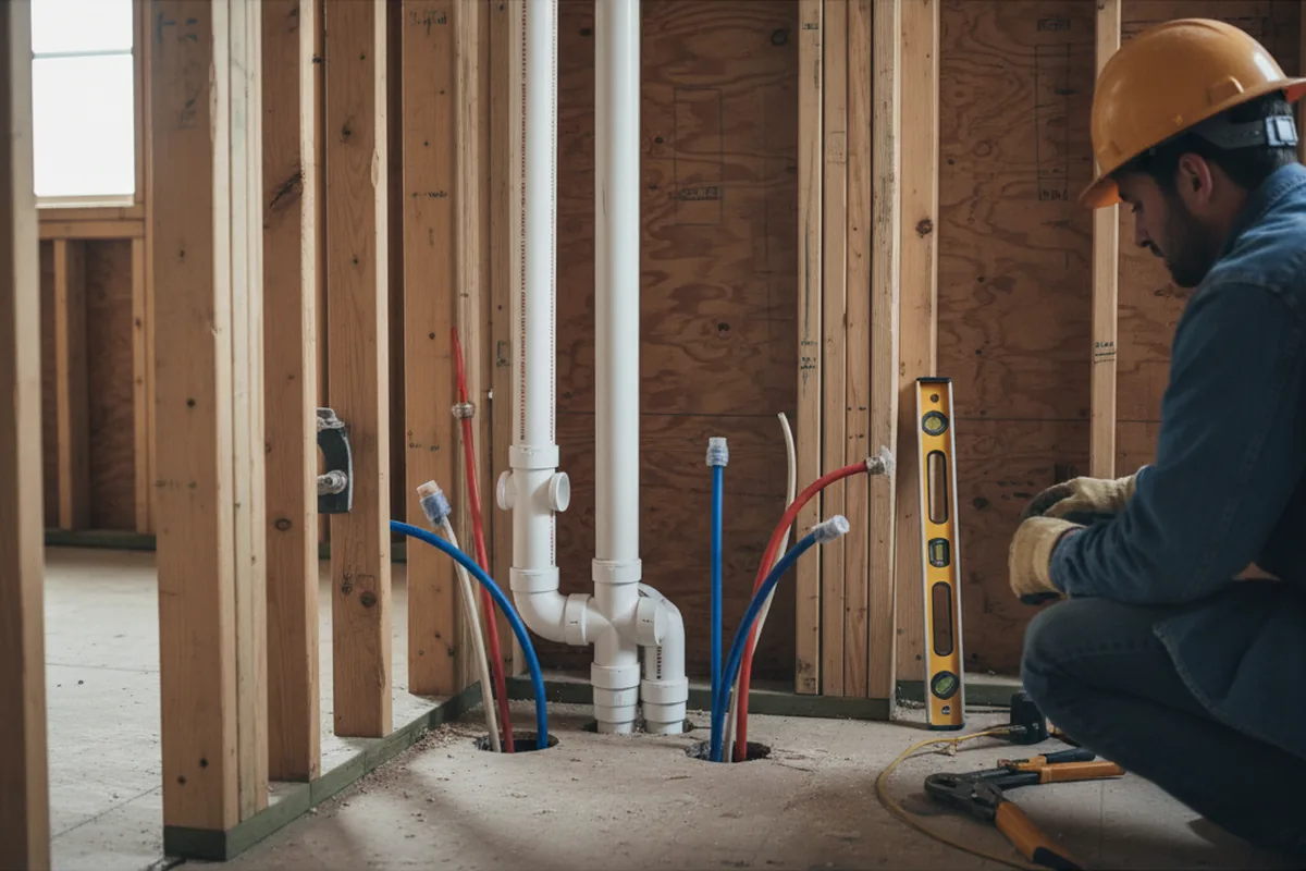 Drain and supply rough-in during Sump Pump Repair in Westmoreland City