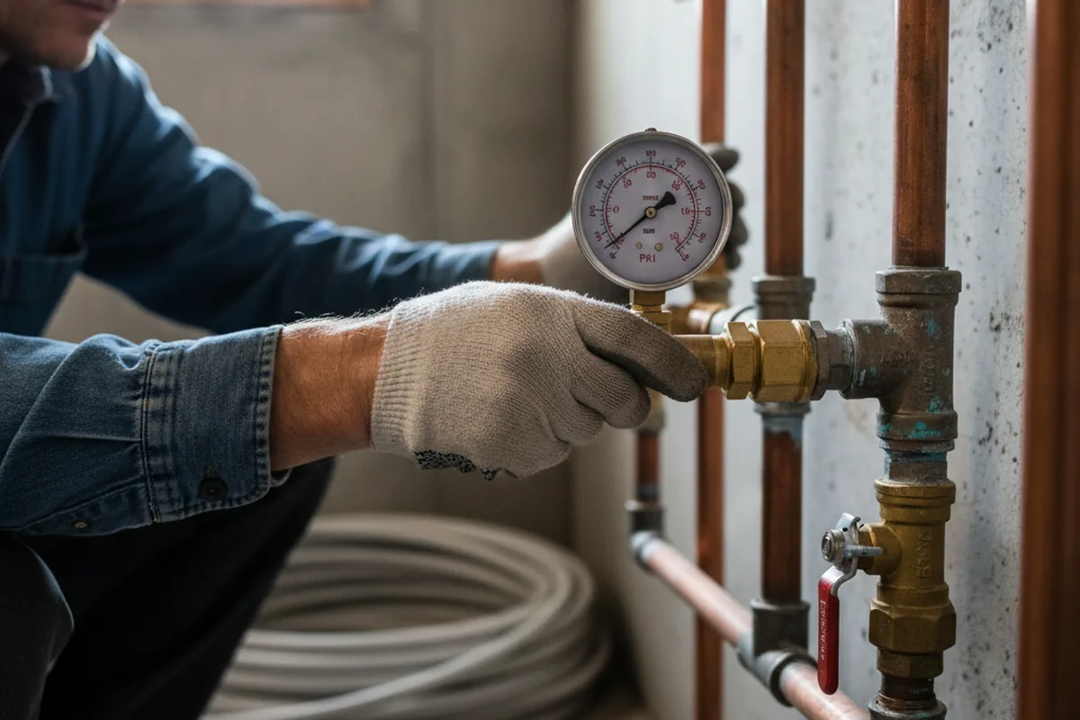 Pressure testing a repaired line during Water Line Repair in Westmoreland City